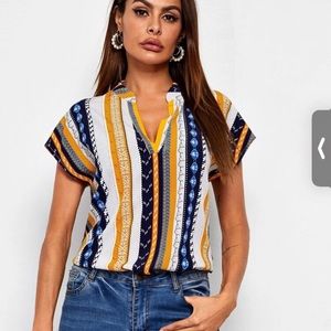 SHEIN tribal print blouse